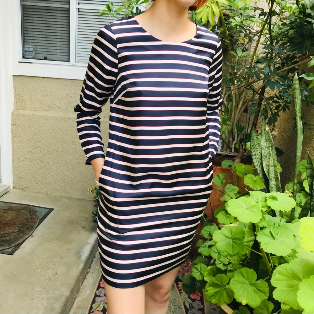 J. Crew Blue and White Midi Dress